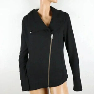 Helmut Lang Black Asymmetrical Long Sleeve Zip Up Sweater